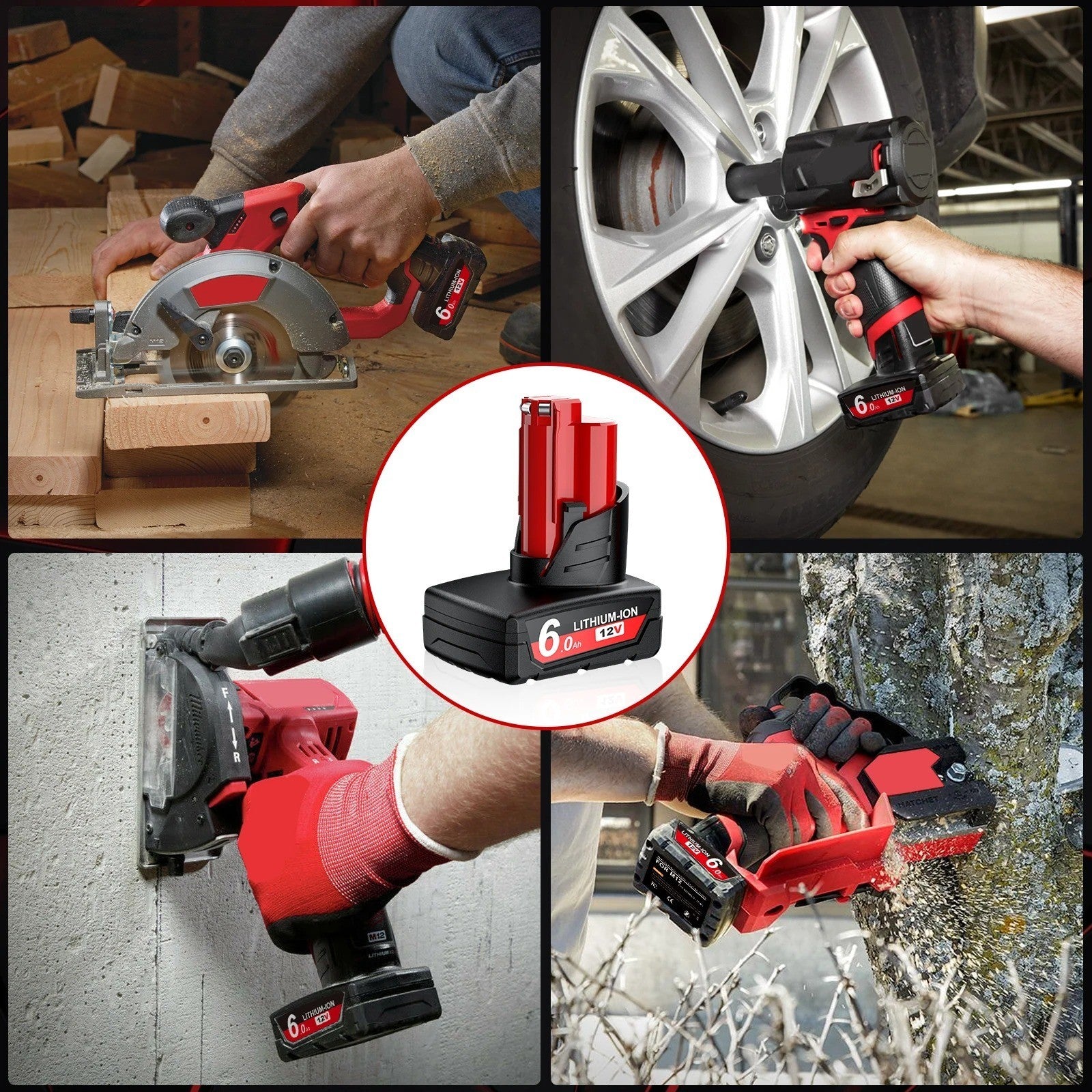 Batteria di Ricambio 12V 6.0Ah per Utensili Milwaukee M12 | Batteria agli Ioni