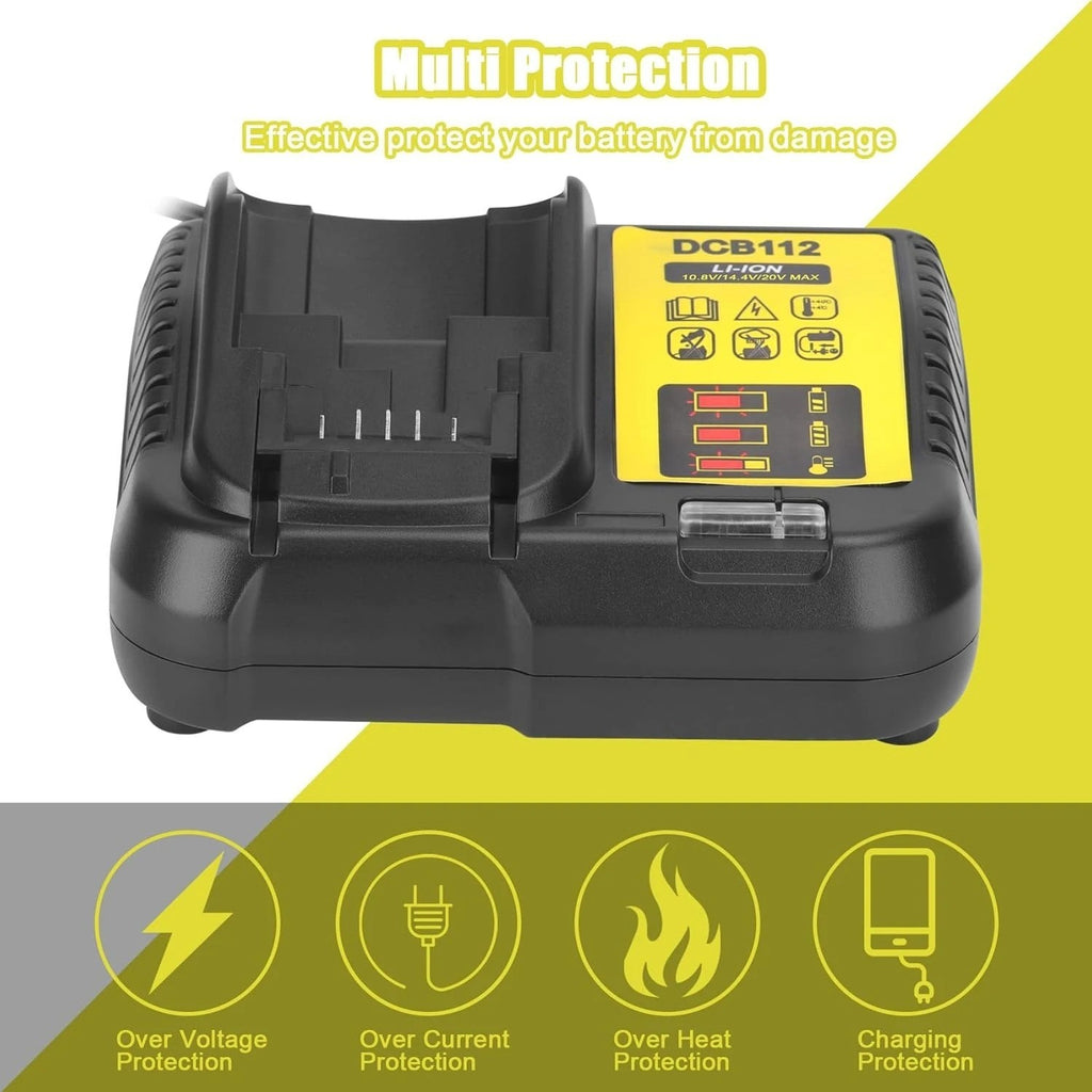 Caricabatterie DCB112 per DeWalt 10.8V 12V 14V 18V 20V Litio DCB205 DCB115 DCB10