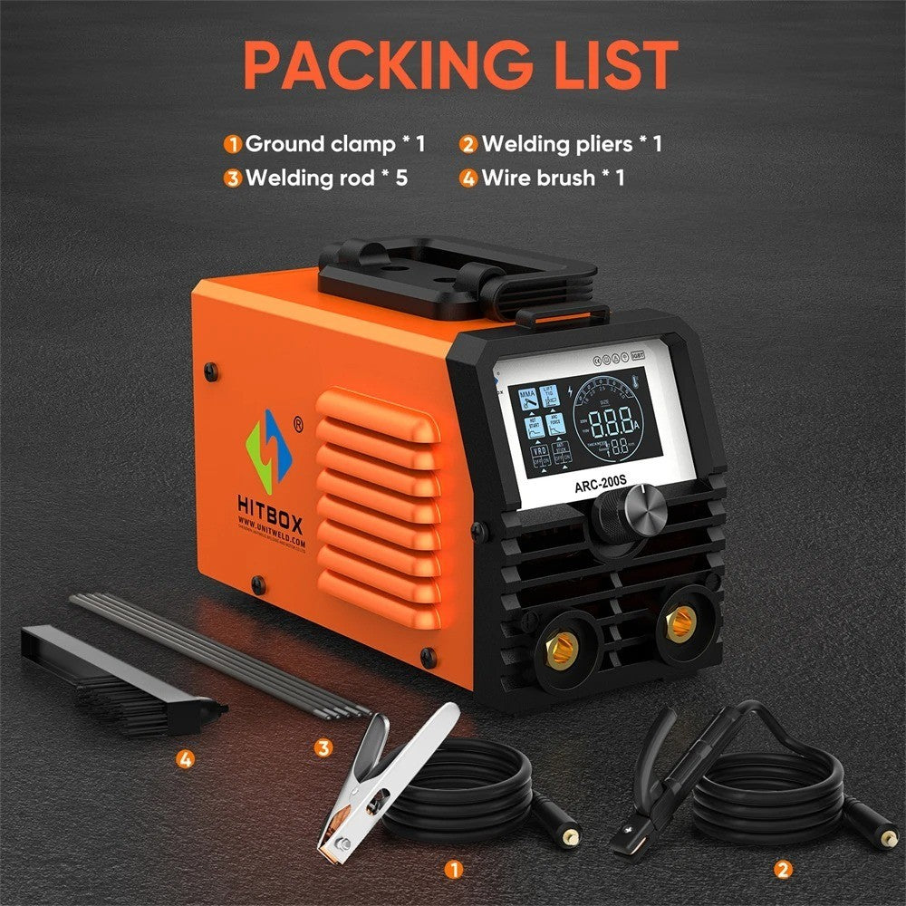 Saldatrice HITBOX ARC200S 2 in 1 ARC MMA LIFT TIG MINI IGBT Inverter Display...