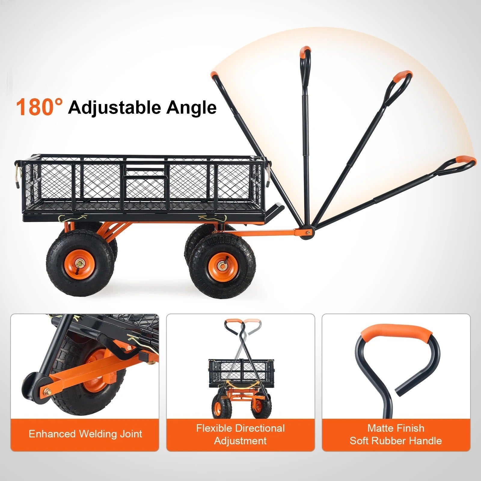 Gartenkarre Kippbar 180kg Stahl Handwagen Abnehmbare Seitenwände