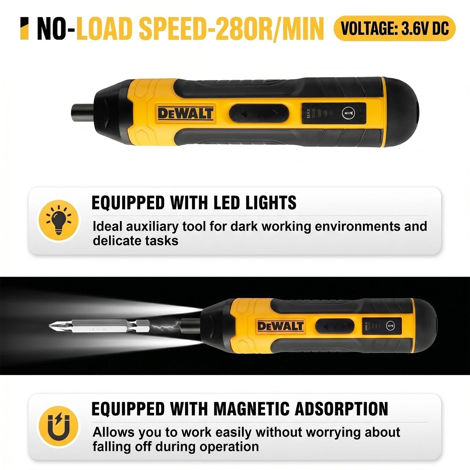 Cacciavite elettrico senza fili DEWALT 1300mAh ricaricabile, trapano regolabile
