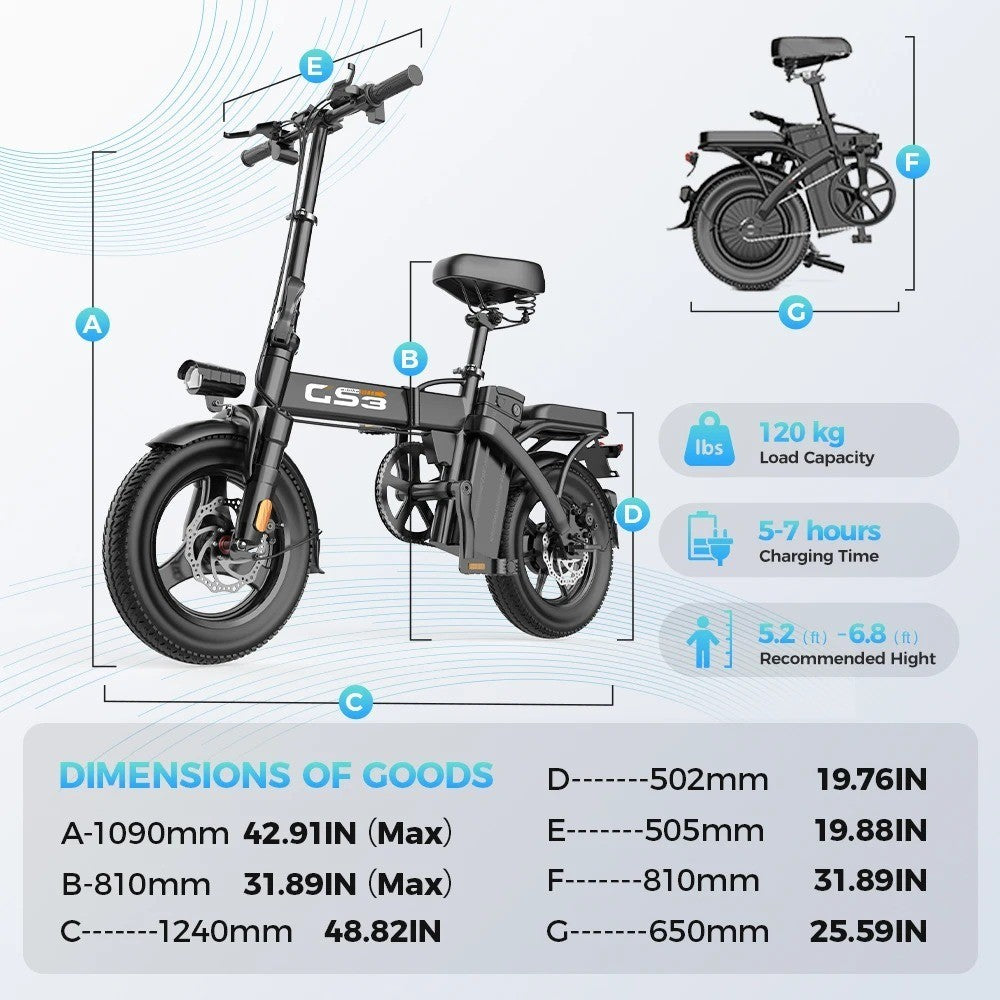 TOOFLY GS3 Klappbares Elektrofahrrad 250W 48V15AH Pendlerfahrrad für Erwachsene Stadt