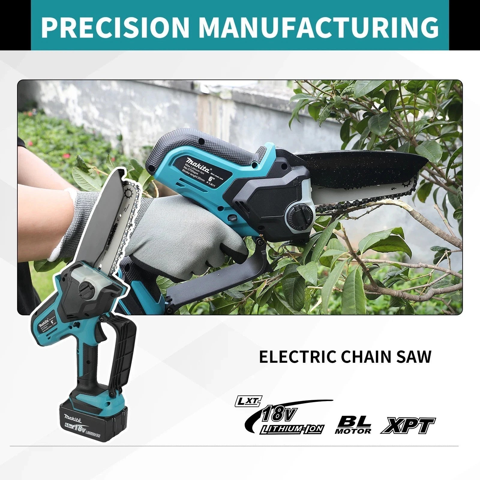 Motosega a batteria Makita 18V  6 pollici (Batteria Non Inclusa)