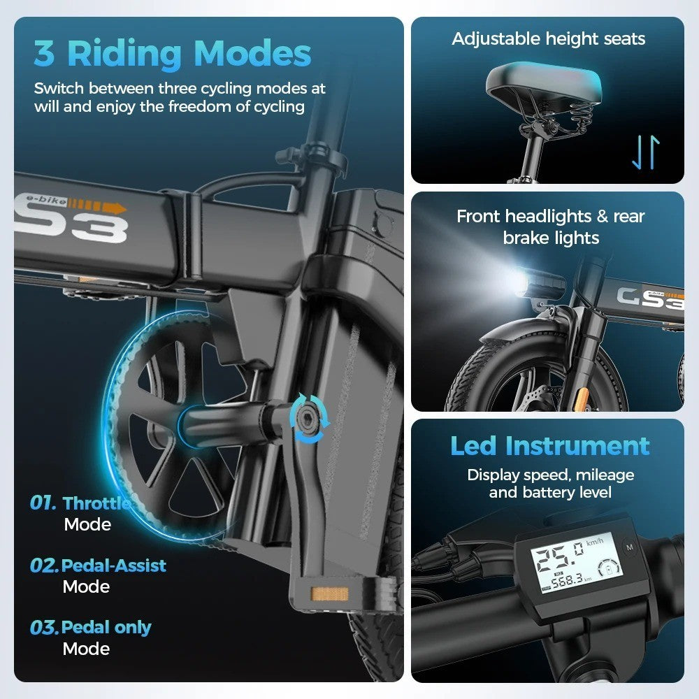TOOFLY GS3 Bicicletta Elettrica Pieghevole 250W 48V15AH Viaggio Per Adulti Città