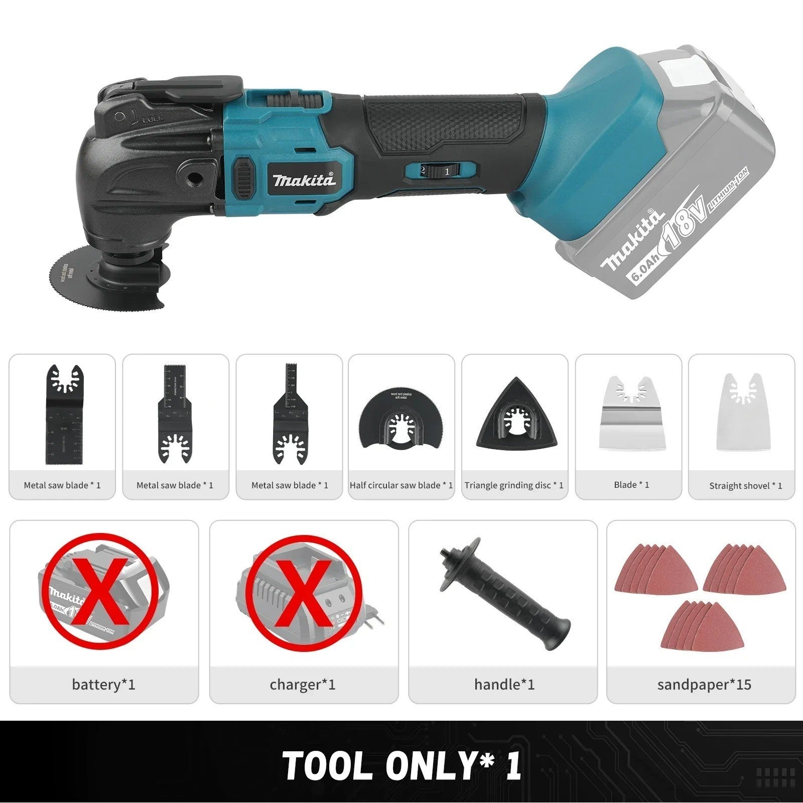 Utensile Multifunzione Oscillante 18V Compatibile Makita | Multi-Tool a Batteria