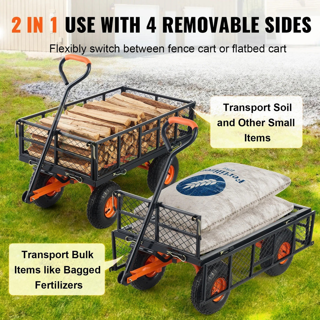 Gartenkarre Kippbar 180kg Stahl Handwagen Abnehmbare Seitenwände