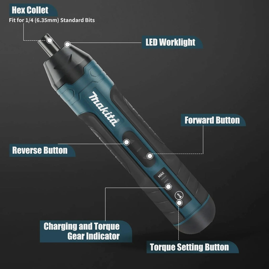 Cacciavite elettrico a batteria Makita 1300mah Regolazione ricaricabile Trapano