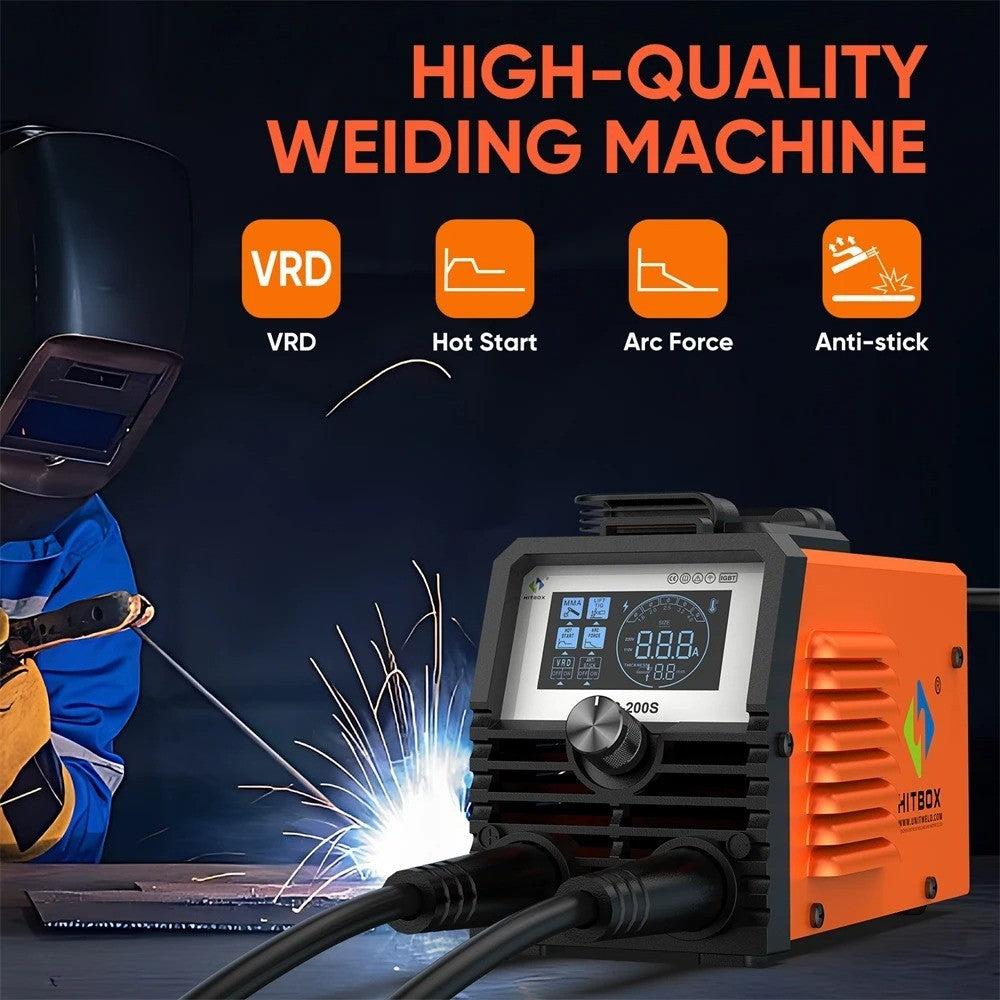 Saldatrice HITBOX ARC200S 2 in 1 ARC MMA LIFT TIG MINI IGBT Inverter Display...
