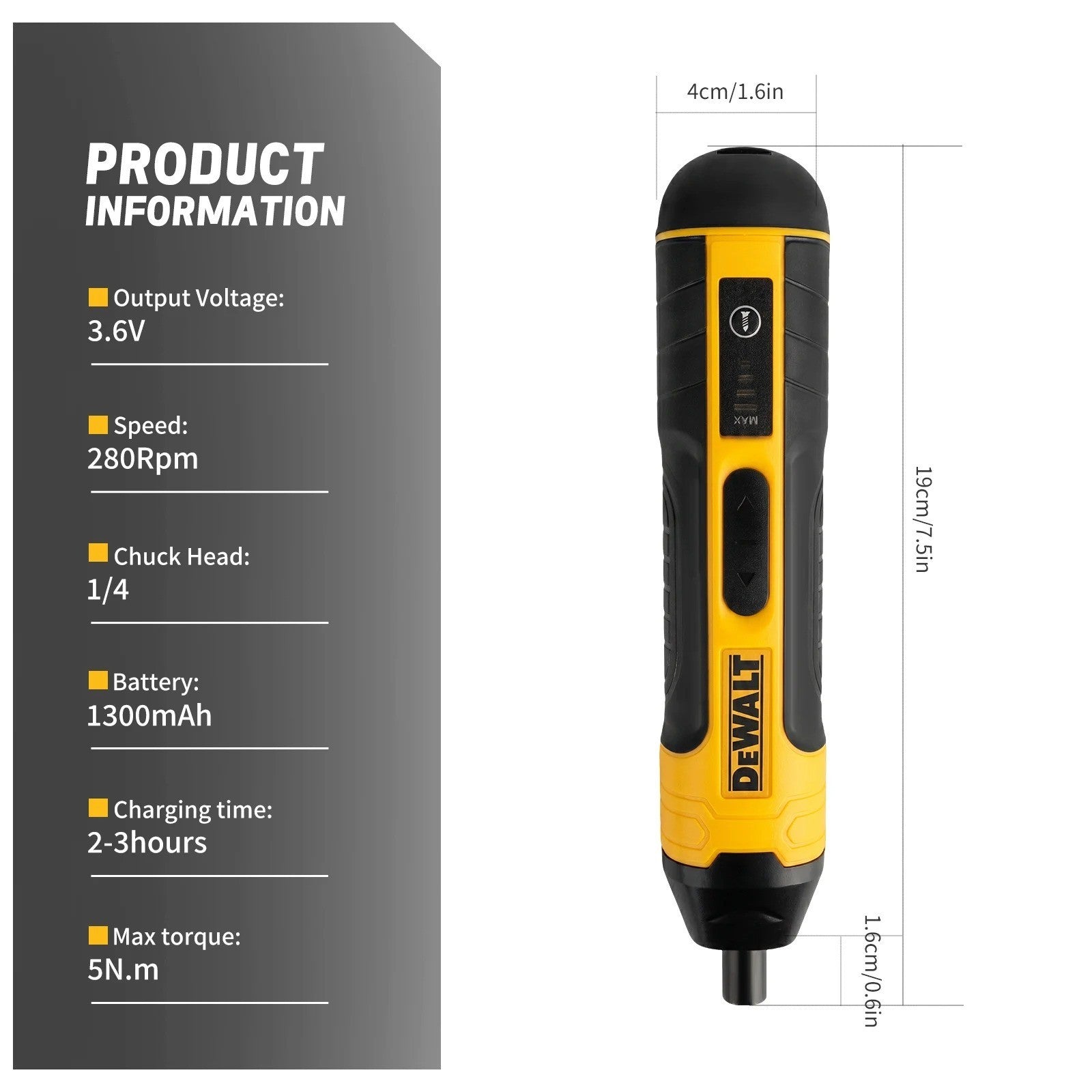 Cacciavite elettrico senza fili DEWALT 1300mAh ricaricabile, trapano regolabile