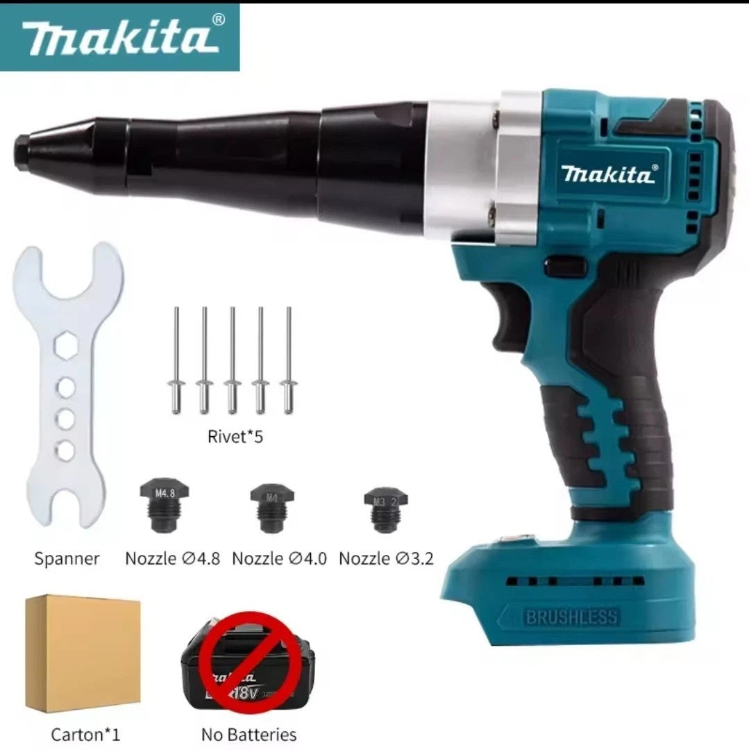 Makita Rivettatrice Elettrica Brushless 18V – Ugelli 3,2/4,0/4,8mm No Battery