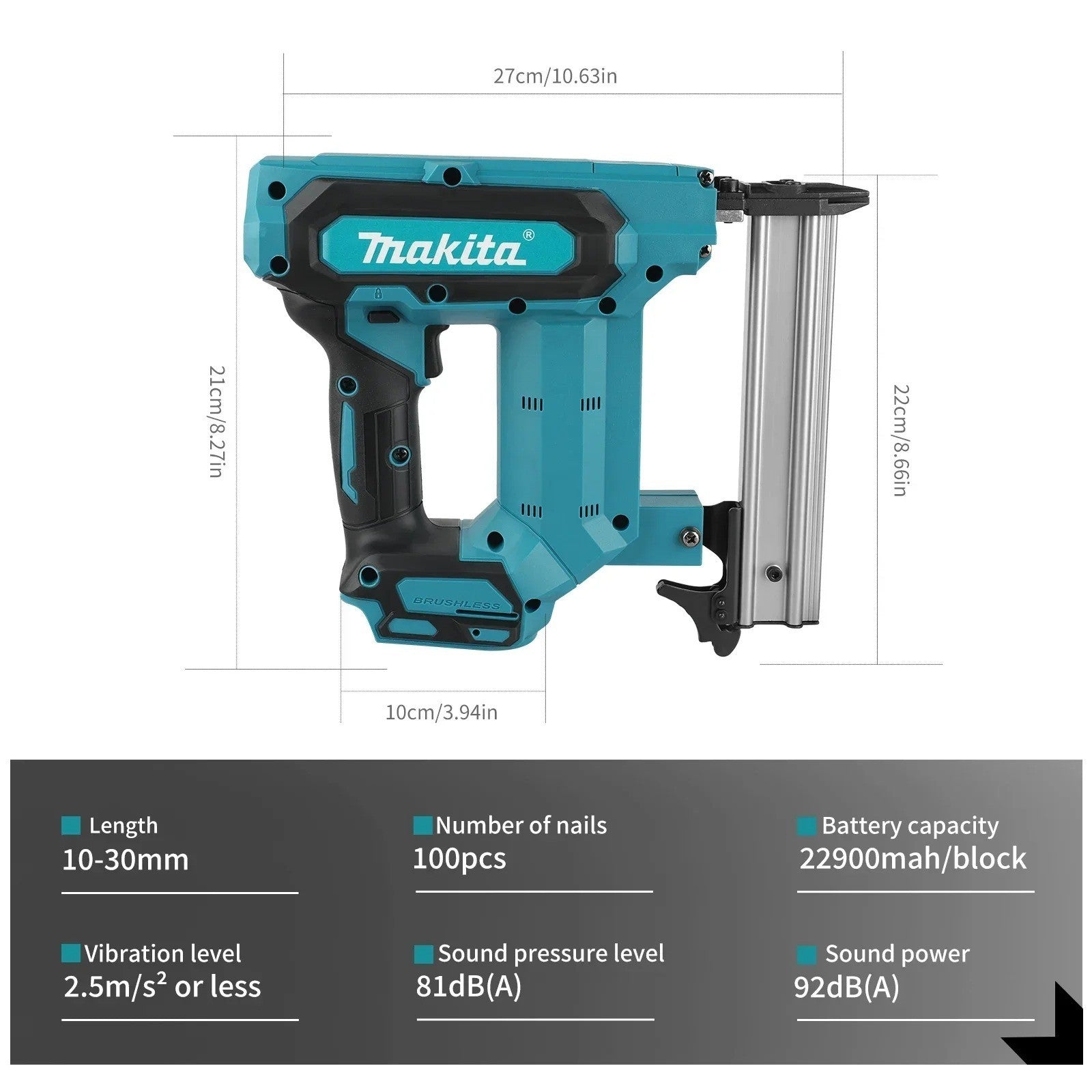 Pistola sparachiodi Makita agli ioni di litio: 18 V solo corpo