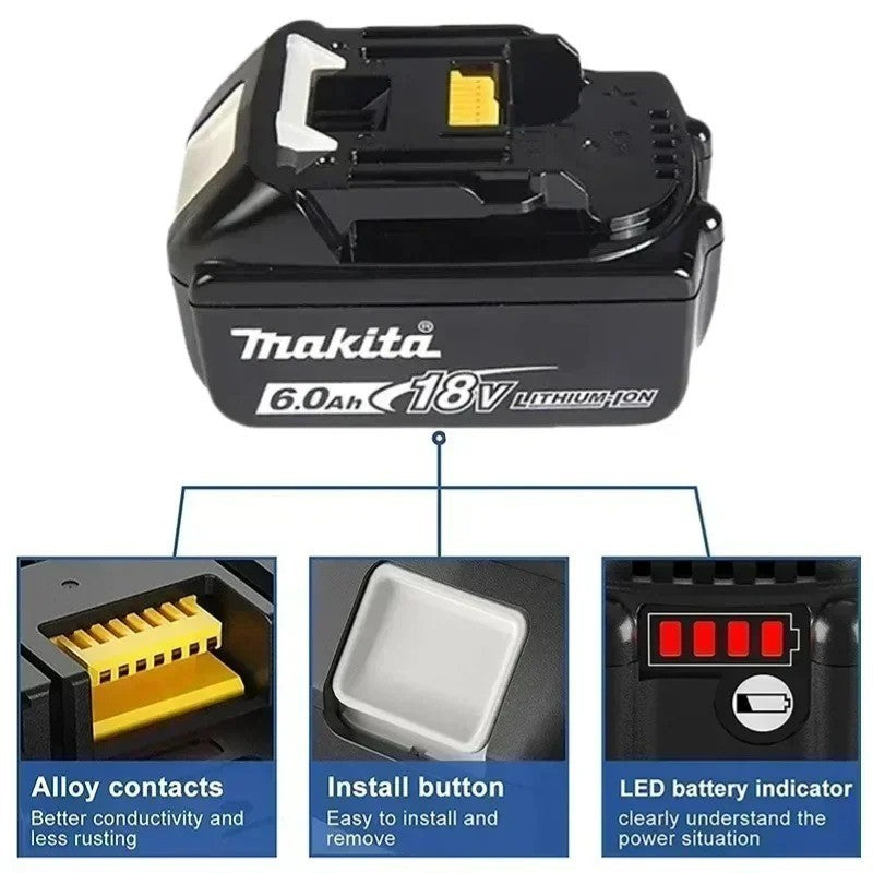 Makita BL1860B 18V, 6Ah Batteria al Litio per Utensili Elettrici