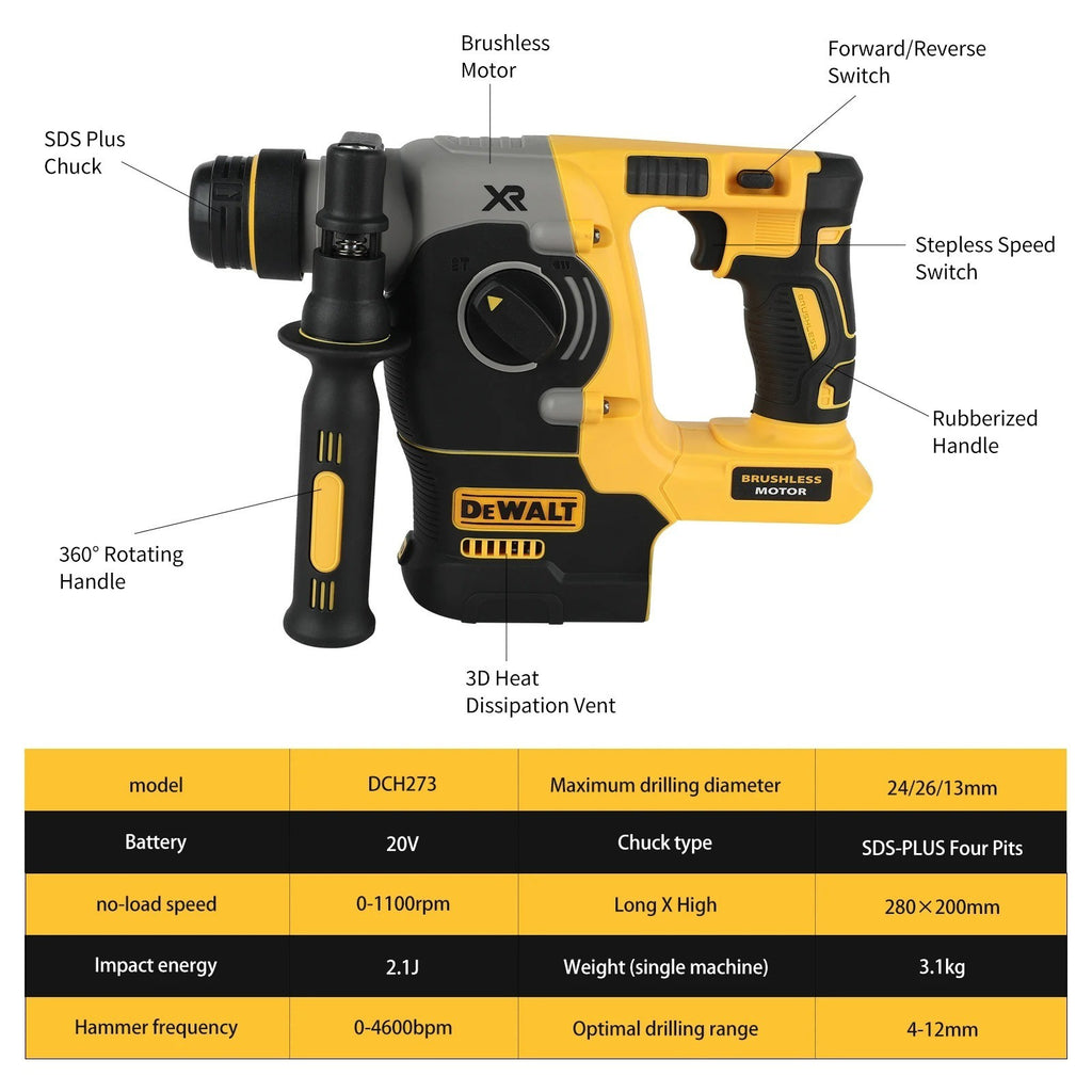 DeWalt DCH273 Tassellatore SDS-Plus 18V/20V MAX Brushless - Trapano Percussione