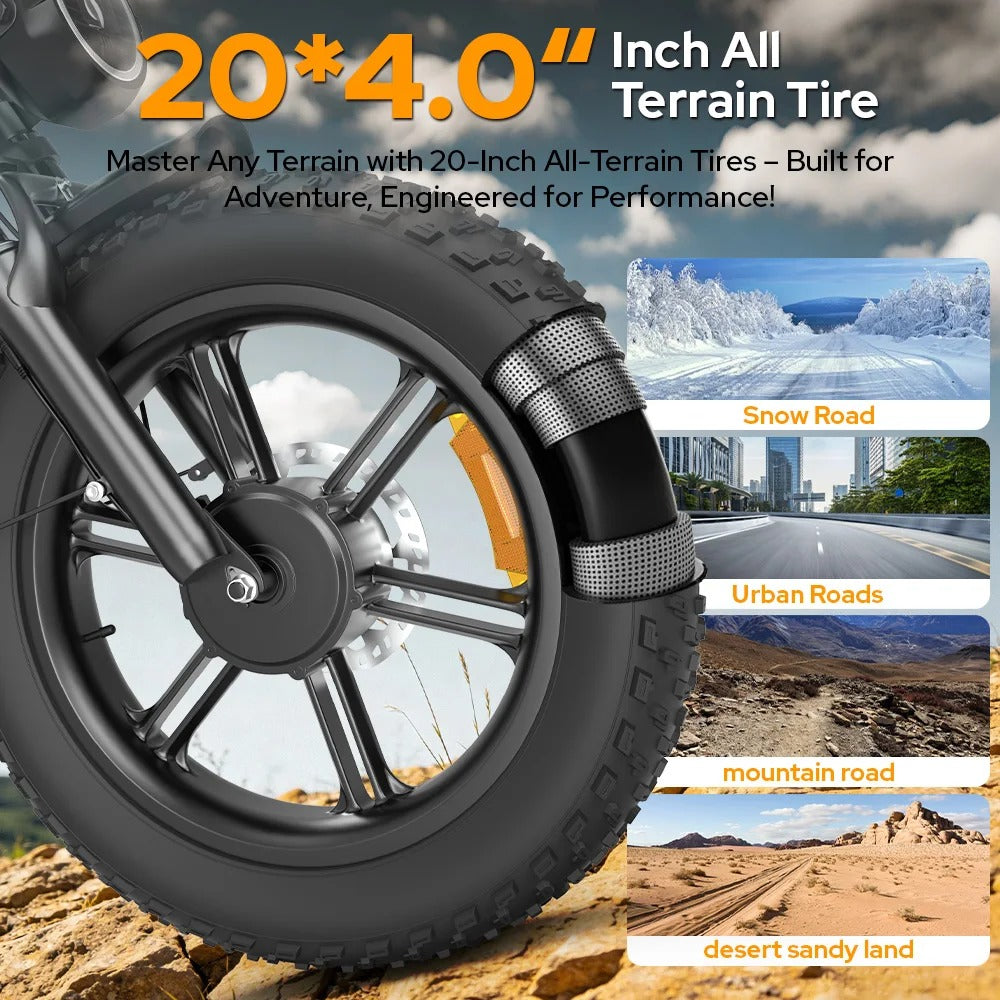 DEEPOWER S8 Bicicletta Elettrica Fat Bike 3500W Peak | Batteria Rimovibile 48V 60Ah | Autonomia fino a 240 km | Ruote All-Terrain 20"x4.0" | Velocità Max 50 km/h
